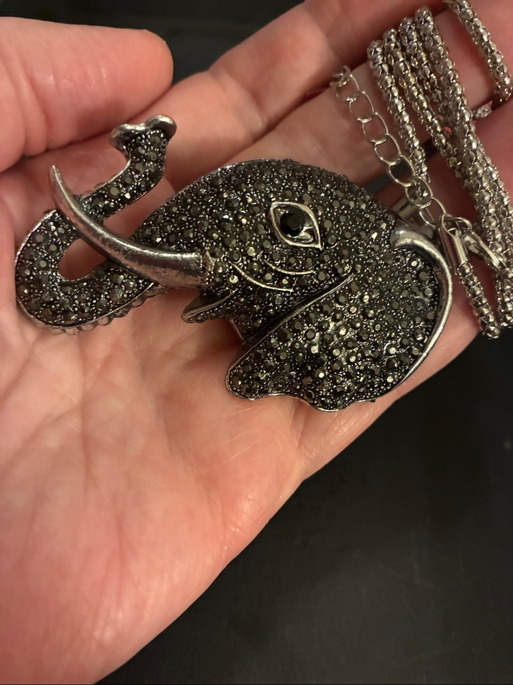 Elegant Black Elephant Pendant Necklace- Elephants  trunk is up that’s GoodLuck